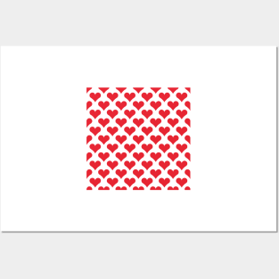 Red polka hearts pattern Posters and Art